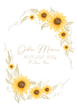 Load image into Gallery viewer, Personalised Birth Details Print - Sunflower