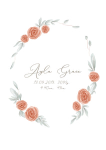 Personalised Birth Details Print - Floral